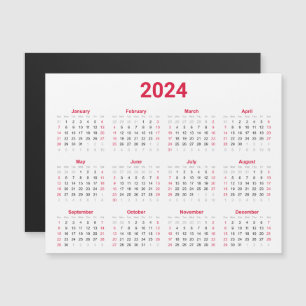 Carte magnétique Calendrier 2024 Année En Coup