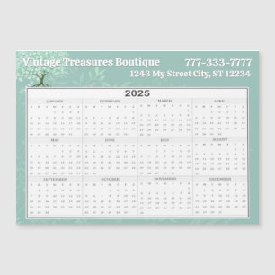 Carte Magnétique Calendrier 2025 Arbre de feuilles cardiaques Flora