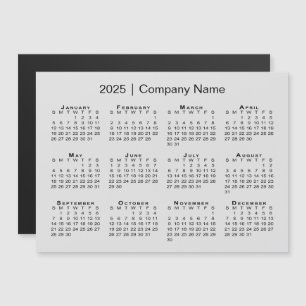 Carte Magnétique Calendrier 2025 avec nom de l'entreprise Gray Magn