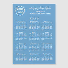 Carte Magnétique Calendrier 2025 Business Logo Light Blue Holiday