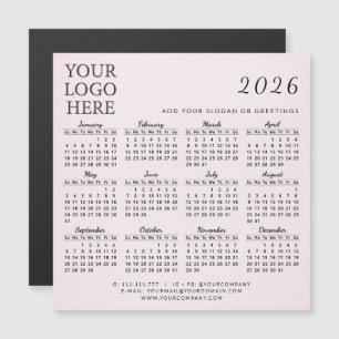 Carte Magnétique Calendrier 2025 Entreprise Logo Business Blush Pin
