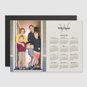 Carte Magnétique Calendrier 2025 Photo personnalisée Monogramme Aim