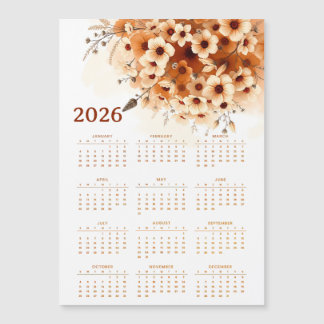Carte Magnétique Calendrier 2026 avec des fleurs