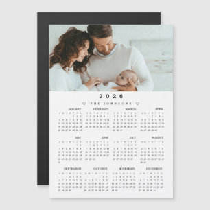 Carte Magnétique Calendrier 2026 avec photo - Vue annuelle magnétiq