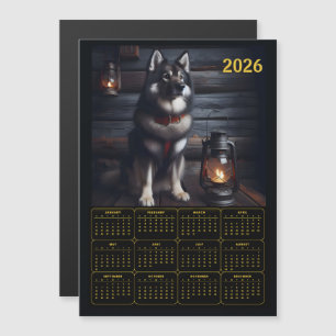Carte Magnétique Calendrier 2026 Berger Allemand Cabine Rustique