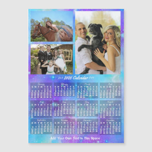 Carte Magnétique Calendrier 2026 Boho Aquarelle Photo personnalisée