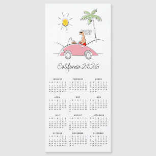 Carte Magnétique Calendrier 2026 Californie Mignon Drôle Humoristiq