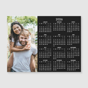 Carte Magnétique Calendrier 2026 Classique Photo Moderne Aimant