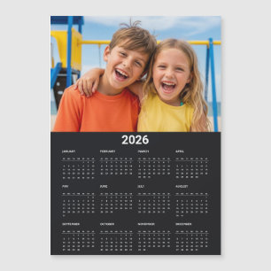 Carte Magnétique Calendrier 2026 complet photo aimant noir pour réf