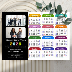 Carte Magnétique Calendrier 2026 Entreprise 2 Photo US Holiday Magn