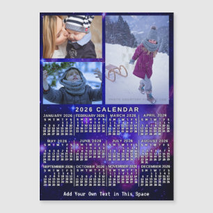Carte Magnétique Calendrier 2026 Espace Nébuleuse 3 Photos personna