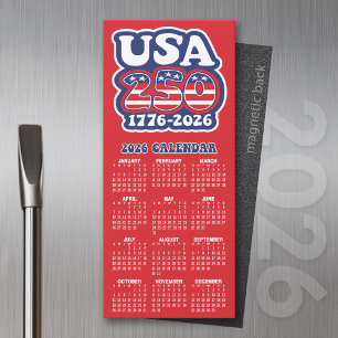 Carte Magnétique Calendrier 2026 États-Unis 250e anniversaire de l'