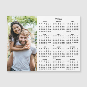 Carte Magnétique Calendrier 2026 Moderne Simple Photo Aimant