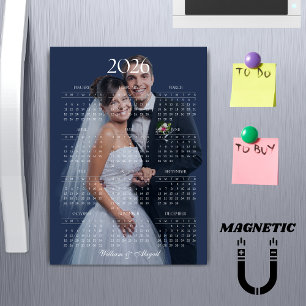 Carte Magnétique Calendrier 2026 modifiable couleur photo personnal