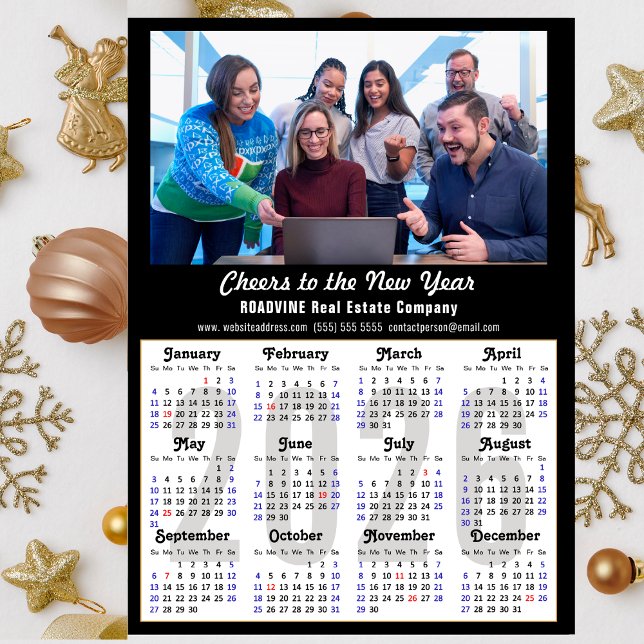 Carte Magnétique Calendrier 2026 Photo d'affaires simple noir magné (Créateur téléchargé)