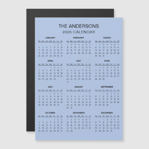 Carte Magnétique Calendrier 2026 Simple mais Élégant Aimant