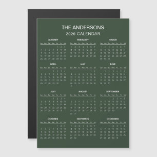 Carte Magnétique Calendrier 2026 Simple mais Élégant Aimant