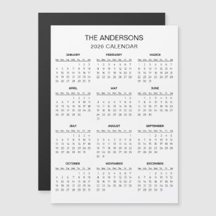 Carte Magnétique Calendrier 2026 Simple mais Élégant   Aimant