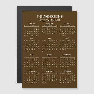Carte Magnétique Calendrier 2026 Simple mais Élégant Aimant