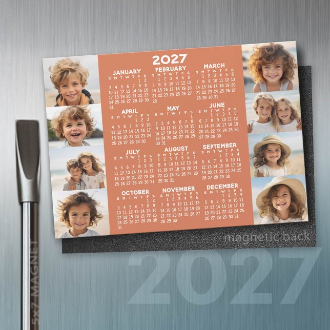 Carte Magnétique Calendrier 2027 - 8 Photos Terre Cuite Aimant Blan (2027 Calendar)