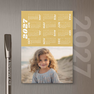 Carte Magnétique Calendrier 2027 : Aimant minimaliste moderne avec