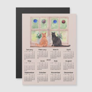 Carte Magnétique Calendrier 2027 Chats dans le calendrier Fenêtre M