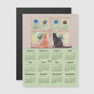 Carte Magnétique Calendrier 2027 Chats dans le calendrier Fenêtre M