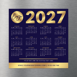 Carte Magnétique Calendrier 2027 Entreprise Logo Navy & Or Entrepri