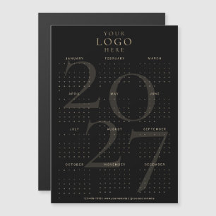 Carte Magnétique Calendrier 2027 Entreprise Logo Noir Or Aimanté