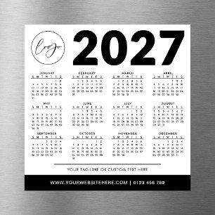 Carte Magnétique Calendrier 2027 Minimaliste Moderne Simple Logo Pe