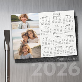 Carte Magnétique Calendrier - 3 Photos - Gris Basique Aimant Blanc