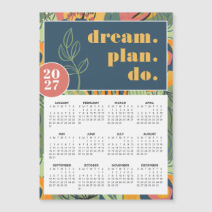 Carte Magnétique Calendrier Abstrait Floral Gras 2027 Dream Plan Do