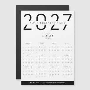 Carte Magnétique Calendrier affaires moderne minimal 2027 Logo Magn