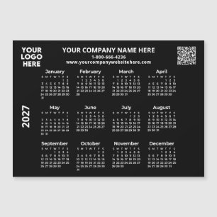 Carte Magnétique Calendrier aimanté noir QR Code Logo Entreprise 20
