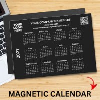 Calendrier aimanté noir QR Code Logo Entreprise 20