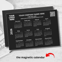 Calendrier aimanté noir QR code logo entreprise 20