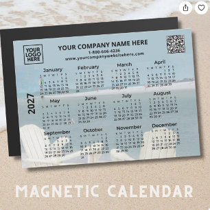 Carte Magnétique Calendrier aimanté QR Logo Entreprise 2027 Plage