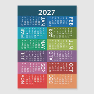 Carte Magnétique Calendrier - Année complète avec des mois colorés
