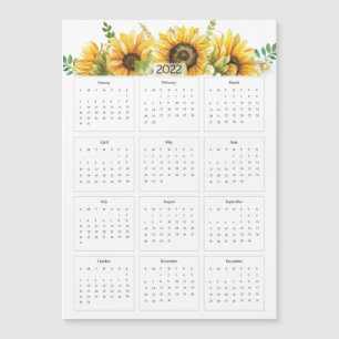 Carte Magnétique Calendrier annuel 2022 avec tournesols