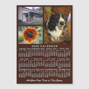 Carte Magnétique Calendrier annuel en bois personnalisé 3 photos ai