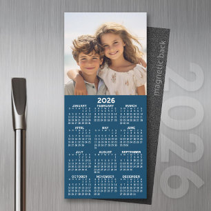 Carte Magnétique Calendrier avec aimant arrière - plan bleu Photo C