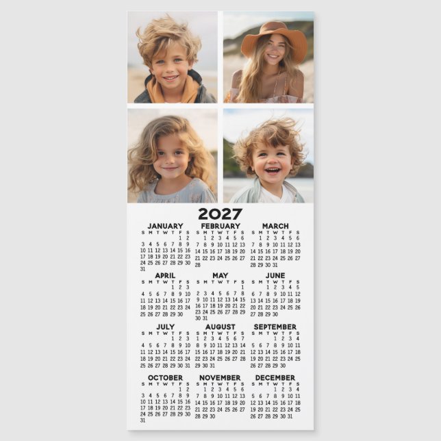 Carte Magnétique Calendrier avec collage de 4 photos - Aimant moder (Devant)