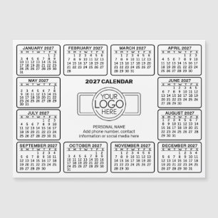 Carte Magnétique Calendrier avec logo Informations de contact Aiman