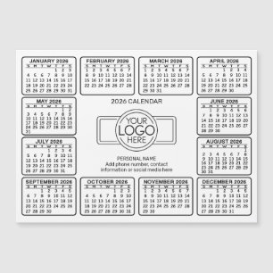 Carte Magnétique Calendrier avec logo Informations de contact Aiman