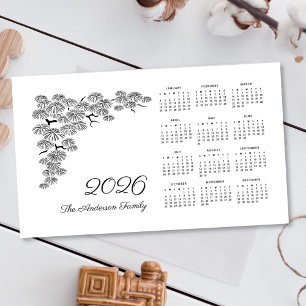 Carte Magnétique Calendrier botanique de branche de pin noir et bla