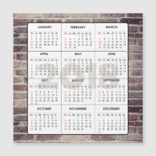 Carte Magnétique Calendrier Carré 2018 Mur en briques magnétiques
