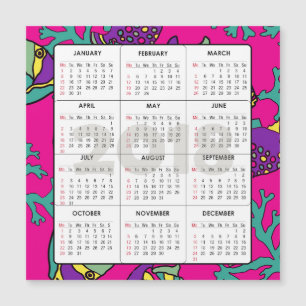 Carte Magnétique Calendrier Carré 2018 Poisson magnétique et corail