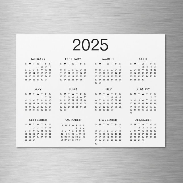 Carte Magnétique Calendrier Classique Noir Et Blanc 2025 (Créateur téléchargé)