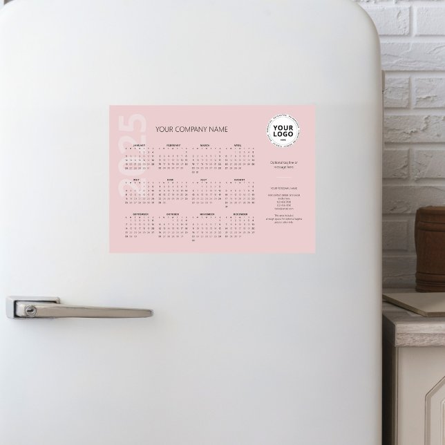Carte Magnétique Calendrier commercial minimal moderne rose pâle 20 (Créateur téléchargé)