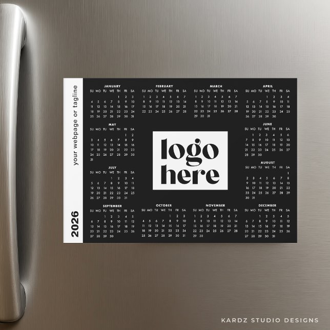 Carte Magnétique Calendrier couleur personnalisé 2026 de marque pro (Calendar shown in 5 x 7 inches. No minimum amount required.)